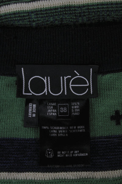 Laurel Women Black Wool Straight Pencil Skirt Fair Isle Size 38