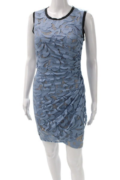 Sea Womens Sheath Dress Blue Midi Nylon Zip Sleeveless Size 0
