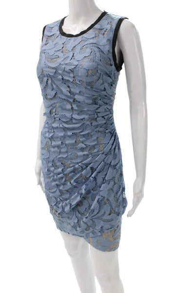 Sea Womens Sheath Dress Blue Midi Nylon Zip Sleeveless Size 0
