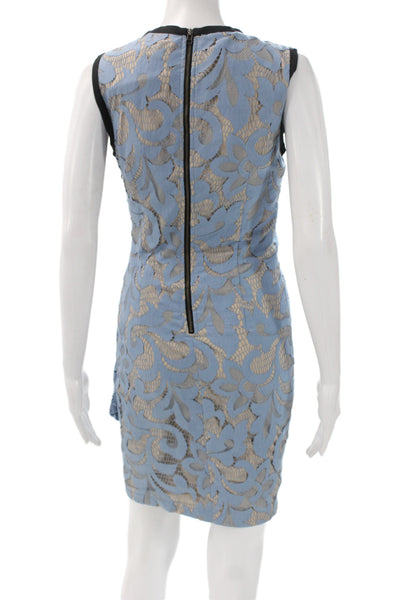 Sea Womens Sheath Dress Blue Midi Nylon Zip Sleeveless Size 0