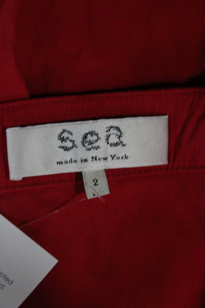 Sea Women Red Sleeveless Square Neck Button Linen Jumpsuit Size 2
