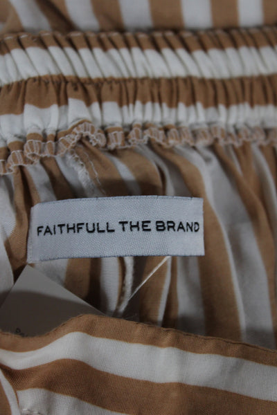 Faithfull The Brand Women Cropped Striped Rayon Pants Beige Size 2