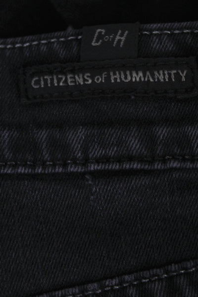 Citizens of Humanity Women Cut-Off Denim Shorts Black Button Size 27