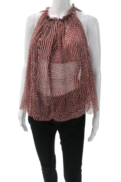 Isabel Marant Women Silk Polka Dot Halter Tunic Brown Sleeveless Size 38