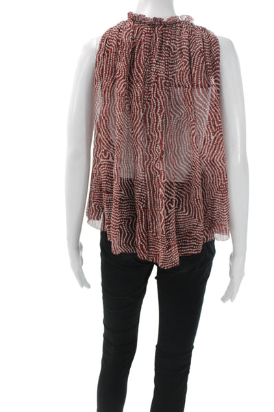 Isabel Marant Women Silk Polka Dot Halter Tunic Brown Sleeveless Size 38
