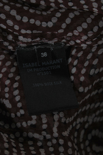 Isabel Marant Women Silk Polka Dot Halter Tunic Brown Sleeveless Size 38