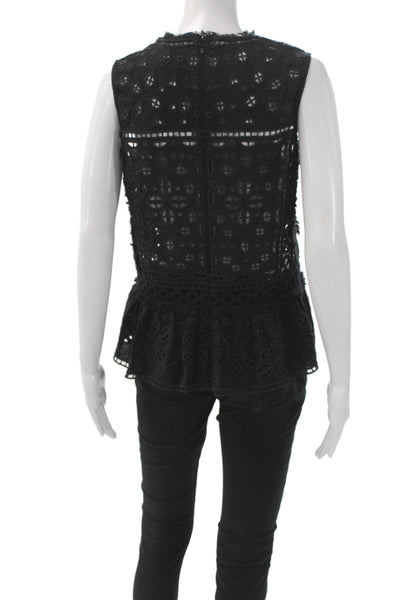 Sea Women Tunic Blouse Black Geometric Rayon Sleeveless Size 2