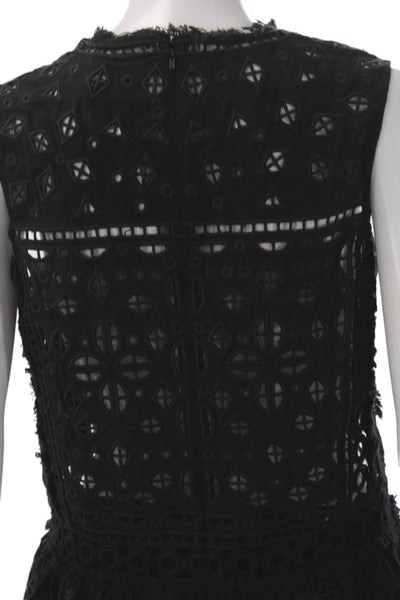 Sea Women Tunic Blouse Black Geometric Rayon Sleeveless Size 2
