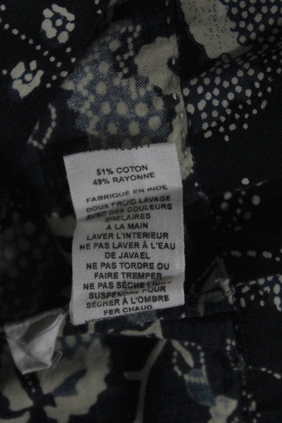 Ulla Johnson Women Blue One Shoulder Floral Blouse Long Sleeve Size 0