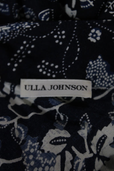 Ulla Johnson Women Blue One Shoulder Floral Blouse Long Sleeve Size 0