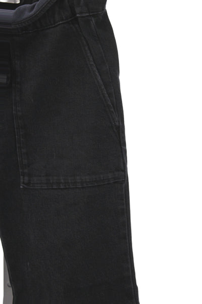 Something Navy Womens Paperbag Jeans Black Cotton Mid Rise Drawstring Size XS