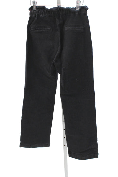 Something Navy Womens Paperbag Jeans Black Cotton Mid Rise Drawstring Size XS
