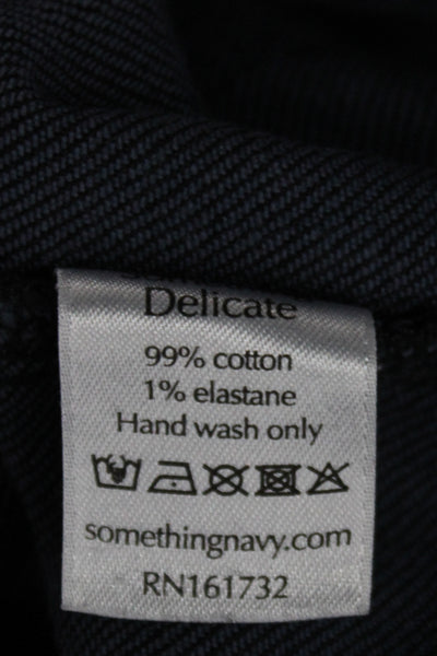Something Navy Womens Paperbag Jeans Black Cotton Mid Rise Drawstring Size XS