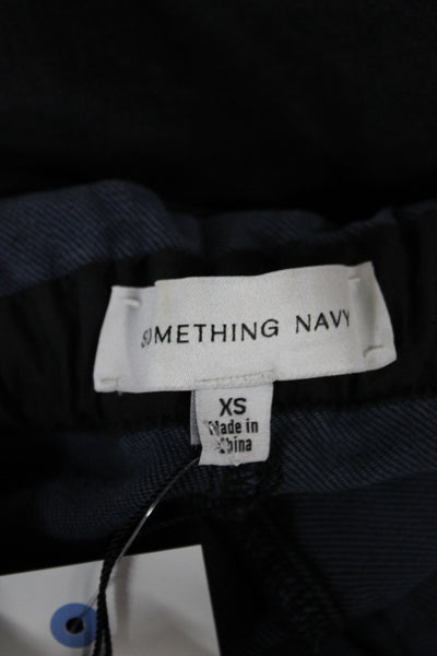 Something Navy Womens Paperbag Jeans Black Cotton Mid Rise Drawstring Size XS