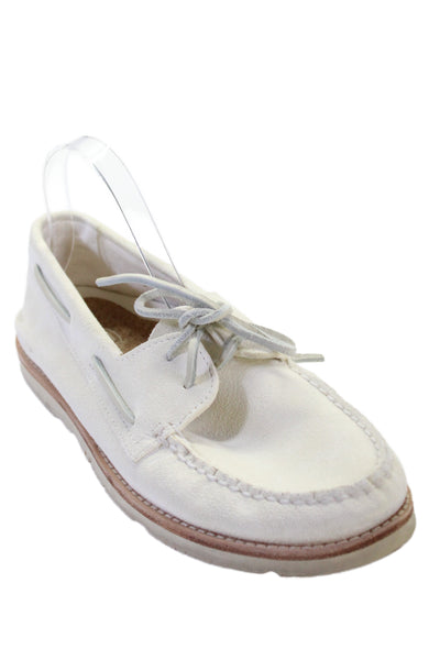 Sperry by Todd Snyder Mens Leather Laced Boat Shoes Cream Size 9