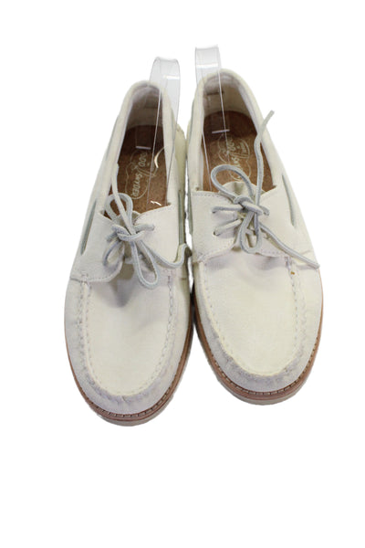 Sperry by Todd Snyder Mens Leather Laced Boat Shoes Cream Size 9
