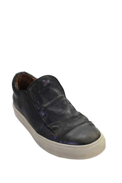 John Varvatos Mens Reed Leather Slip-On Laceless Sneakers Black Size 8.5