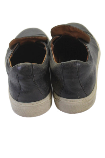 John Varvatos Mens Reed Leather Slip-On Laceless Sneakers Black Size 8.5