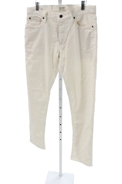 Todd Snyder Mens Ivory Corduroy Chino Pants Button Closure Size 31