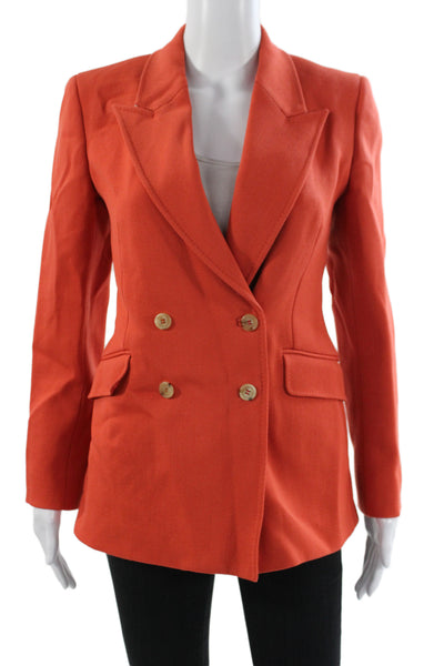 Gabriela Hearst Womens Orange Virgin Wool Jacket Button Solid Size 38
