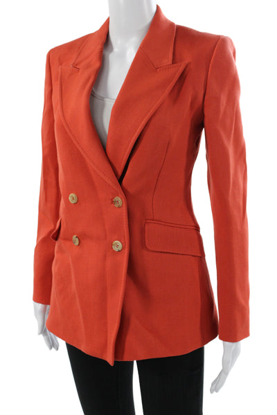 Gabriela Hearst Womens Orange Virgin Wool Jacket Button Solid Size 38