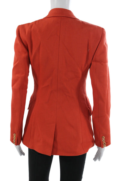 Gabriela Hearst Womens Orange Virgin Wool Jacket Button Solid Size 38