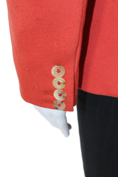 Gabriela Hearst Womens Orange Virgin Wool Jacket Button Solid Size 38