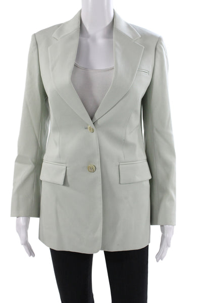 Lanvin Women Basic Jacket Virgin Wool Green Button Long Sleeve Size 36