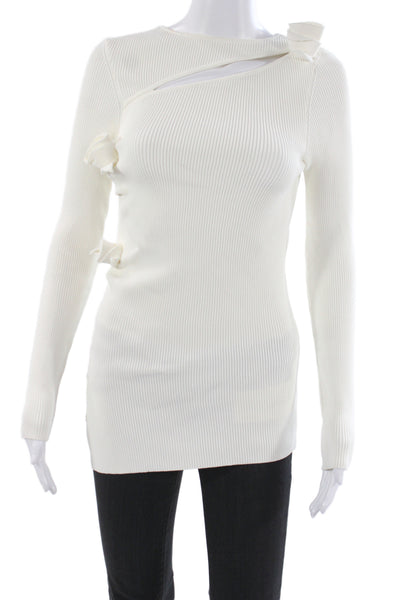 Coperni Womens Tunic Blouse White Long Sleeve Round Neck Size S