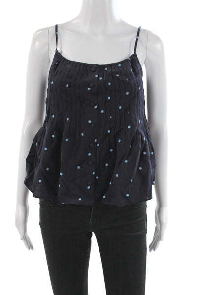 Fabrique Women Camisole Blue Polka Dot Scoop Neck Lyocell Size PXS