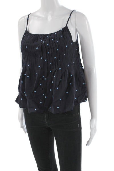 Fabrique Women Camisole Blue Polka Dot Scoop Neck Lyocell Size PXS