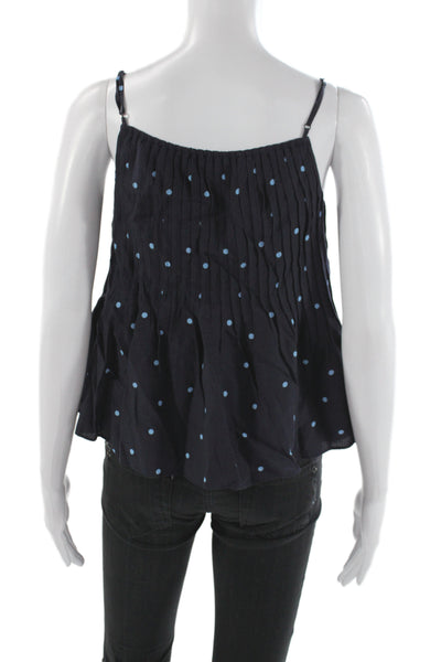 Fabrique Women Camisole Blue Polka Dot Scoop Neck Lyocell Size PXS
