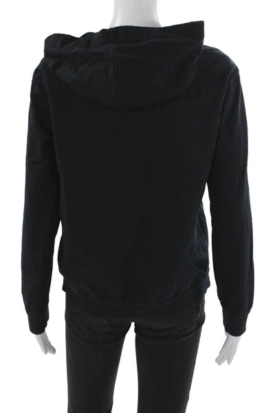 Brunello Cucinelli Women Black Full Zip Hoodie High Neck Cotton Size S