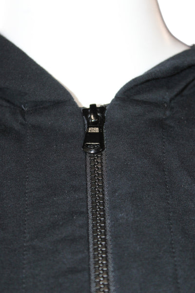Brunello Cucinelli Women Black Full Zip Hoodie High Neck Cotton Size S
