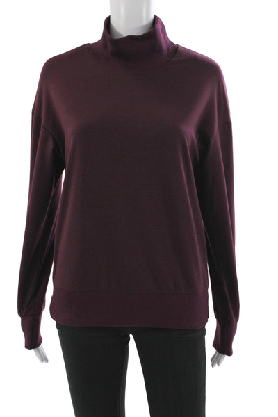 Designer Womens Purple Pullover Sweater Mock Neck Long Sleeve Size S