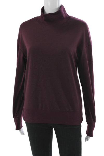 Designer Womens Purple Pullover Sweater Mock Neck Long Sleeve Size S
