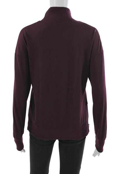 Designer Womens Purple Pullover Sweater Mock Neck Long Sleeve Size S