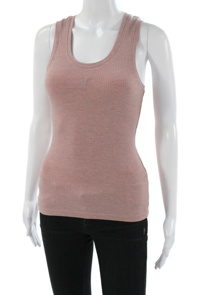 Loewe Women Basic Silk Scoop Neck Sleeveless Tank Top Pink Size M