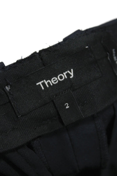 Theory Women Wool Dress Pants Black Button Size 2