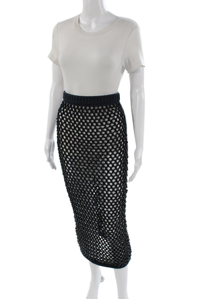 Diotima Womens Straight Pencil Midi Skirt Black Pull On Size 1