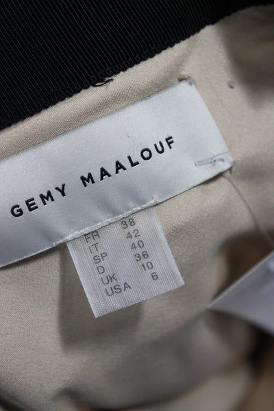 Gemy Maalouf Womens A-Line Floral Midi Skirt Beige Polyester Zip Size 6