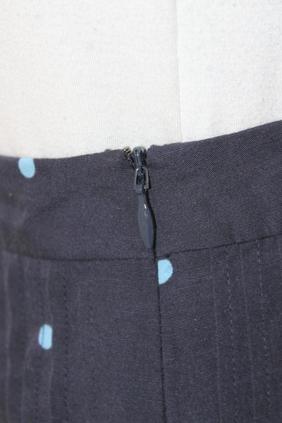Fabrique Womens Pleated Polka Dot Midi Skirt Blue Size XS