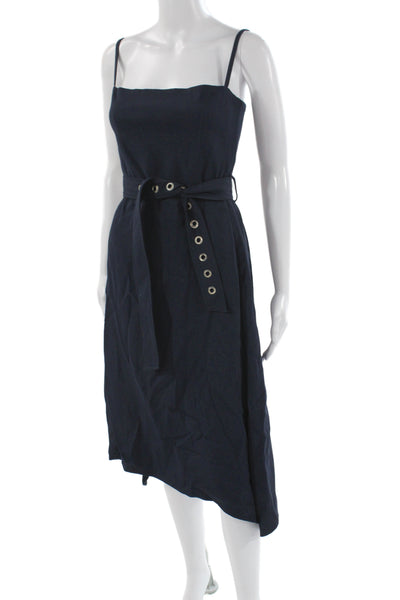 Scanlan Theodore Women Slip Dress Blue Square Neck Knee Length Size 4