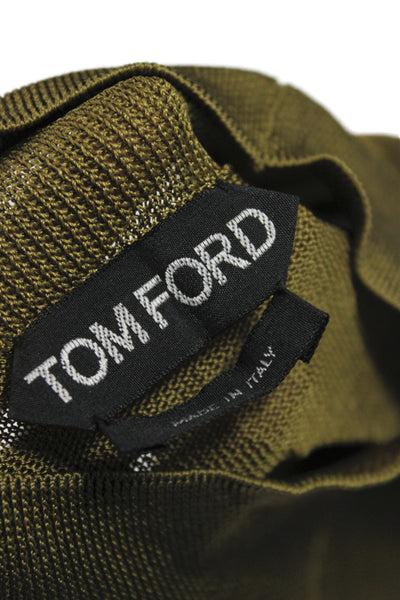 Tom Ford Womens Maxi Dress Green Fine Knit Mock Neck Long Sleeve Size S
