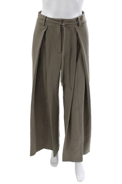Zara Women Dress Pants Brown Polyester Casual Button Size XS
