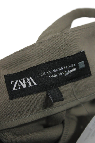 Zara Women Dress Pants Brown Polyester Casual Button Size XS