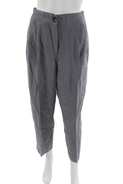 Zara Womens Gray Ankle Pants Button 91% Lyocell Size XS