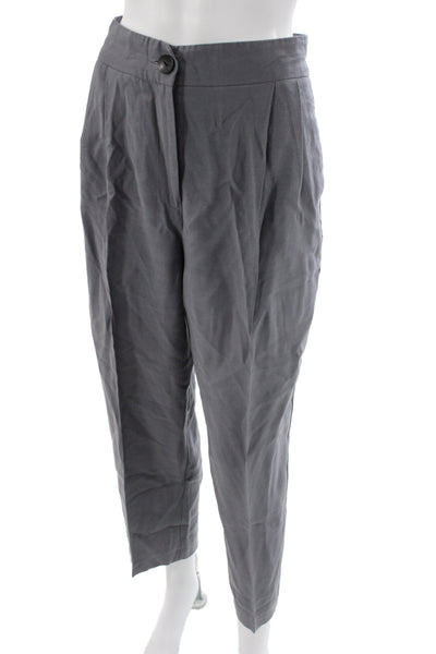 Zara Womens Gray Ankle Pants Button 91% Lyocell Size XS