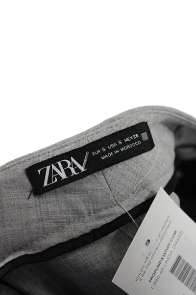 Zara Womens Dress Pants Gray Polyester Button Solid Business Fall Size S