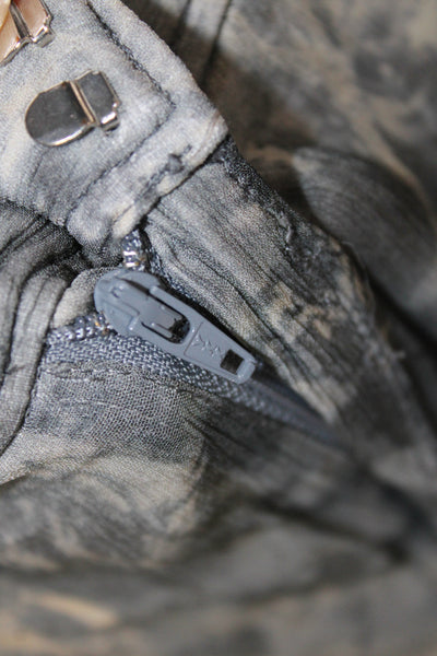 Zara Womens Cropped Camouflage Pants Viscose Gray Button Size XS